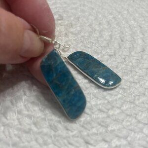 Gorgeous BLUE APATITE Handmade Sterling 925 Dangle Earrings #21E